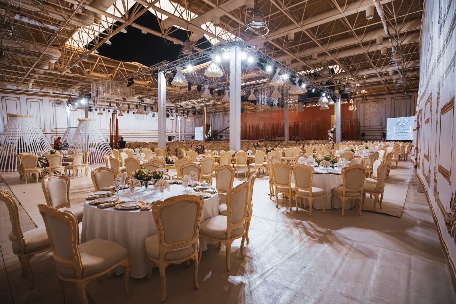 Wide view of the empty main hall